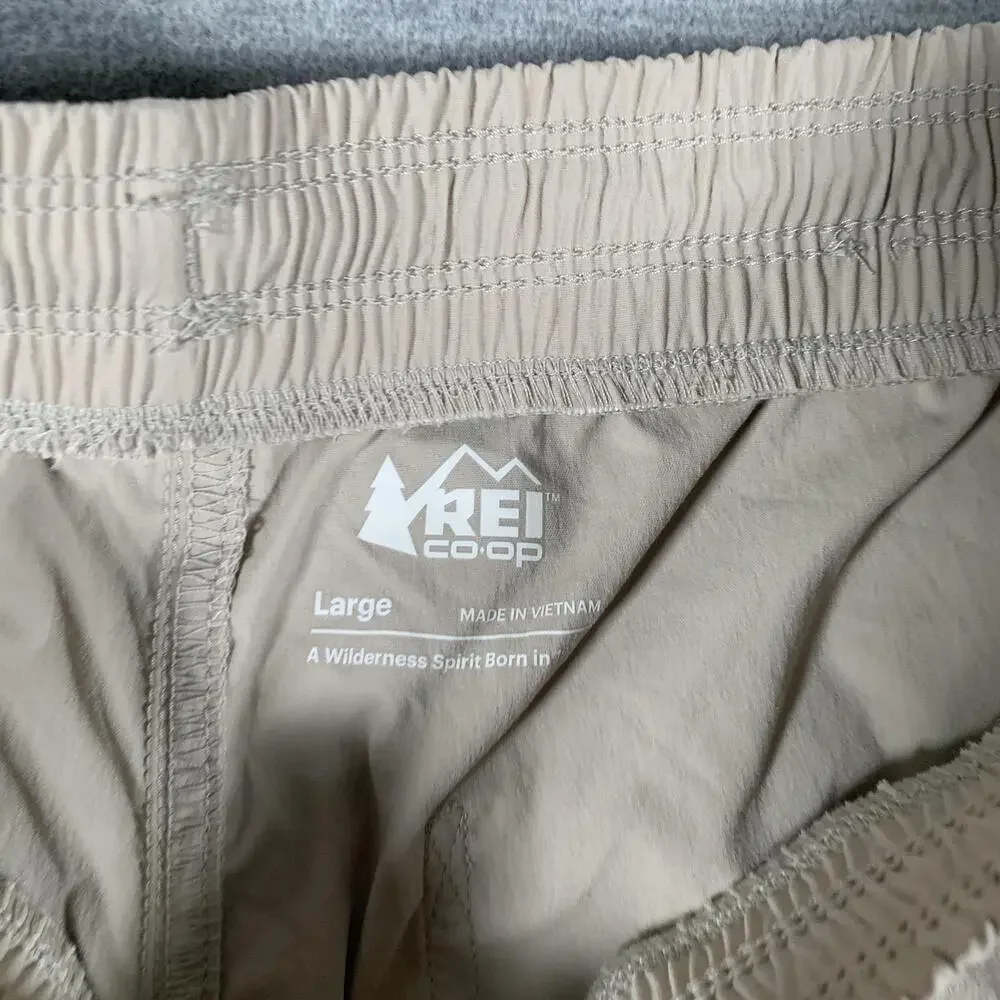 REI Co-op Pants Mens Large Beige Jogger Elastic Waist Cargo Hiking Stretch